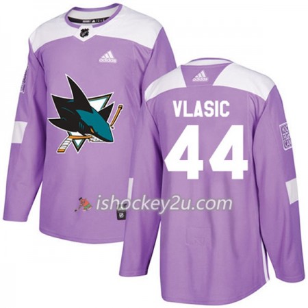 Mænd NHL San Jose Sharks Trøje Marc-Edouard Vlasic 44 Adidas 2017-2018 Lilla Fights Cancer Practice Authentic
